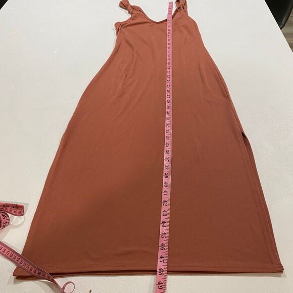 Topshop Rust Ribbed Sleeveless Maxi Dress Size 8 - Picture 5 of 6